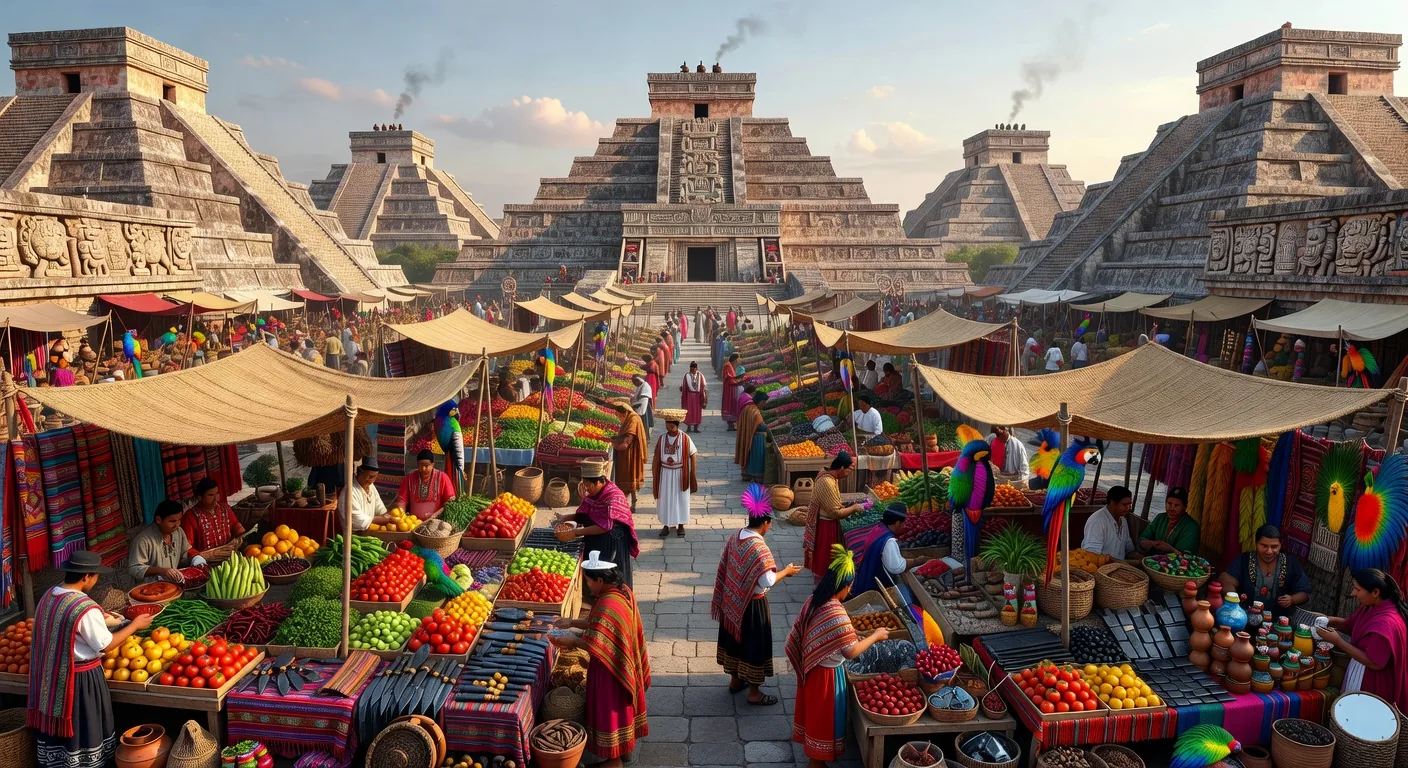 Aztec market at Tenochtitlan